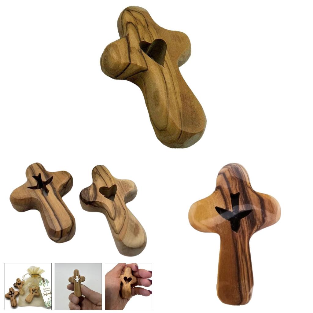 Olived Pocket Crosses Comfort and Prayer Crosses Hand Held Wooden Crosses Small Palms Size Crosses for Women Men