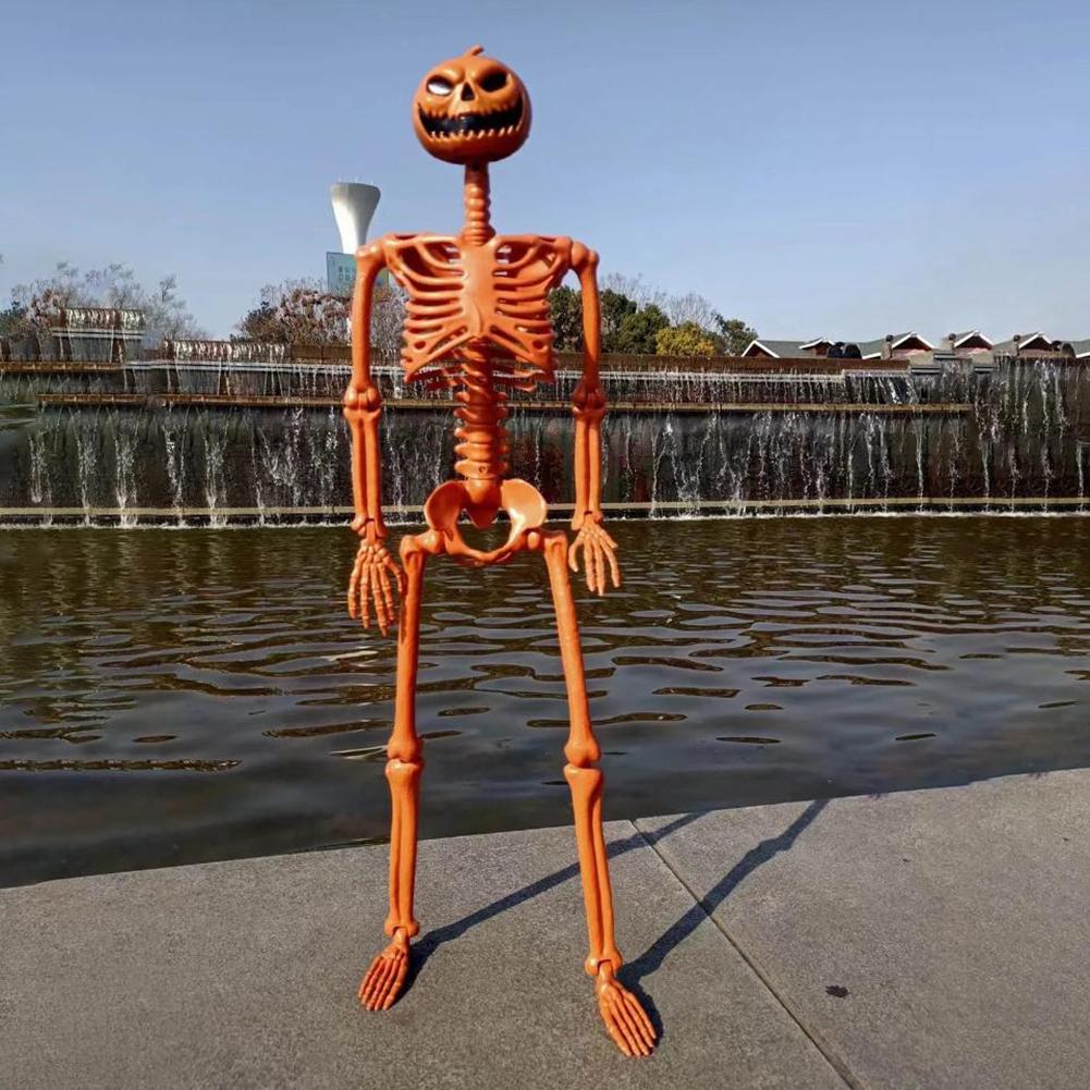 Halloween Pumpkin Skeleton Decorations with Movable Joints Human Bones Stayable Posable Skeletons for Spooky Scene Party Favor