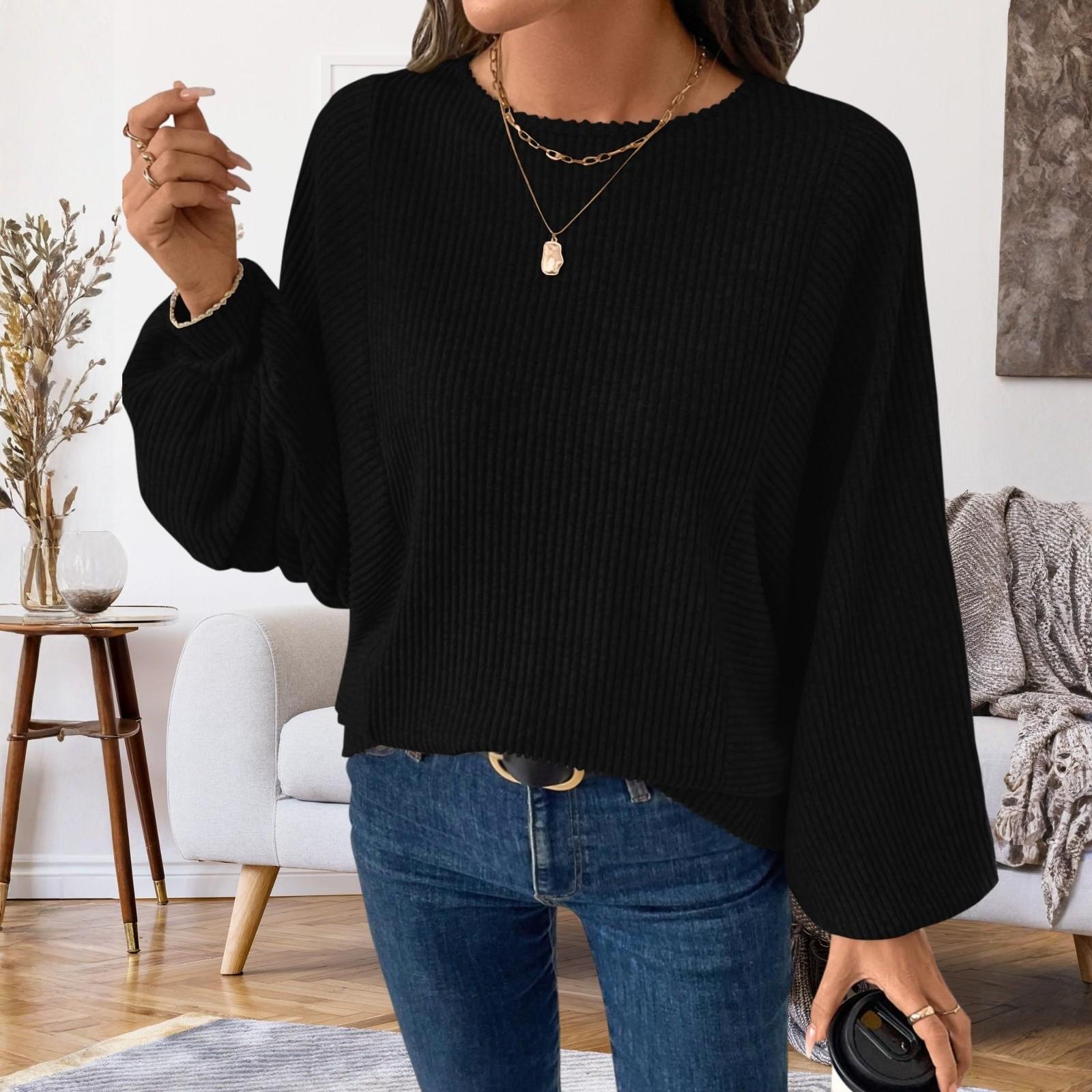 

Women s Solid-color Fashionable Long-sleeved Top XL чорний