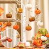 16 Pcs Artificial Velvet Pumpkins Small Foam Faux Flocked Pumpkin Tabletop Centerpiece for Fall Thanksgiving Halloween Harvest Home Table Decor