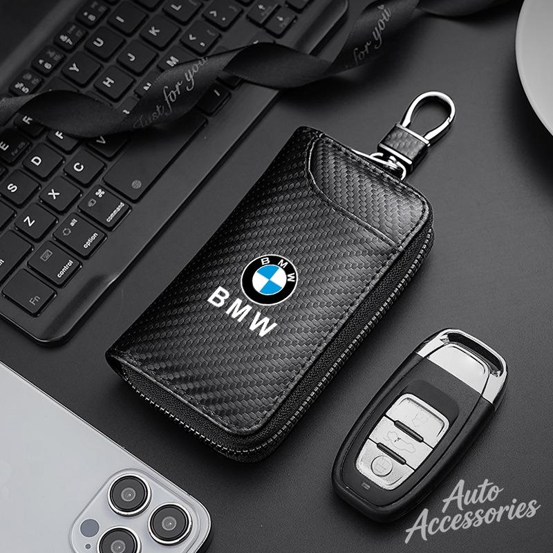ORWI7 Carbon Fiber Car Key Case Wallet Holder Multifunction Storage Accessory For BMW F30 F20 F10 F18 F01 X3 X4 F06 F02 M3 M5 Sticker