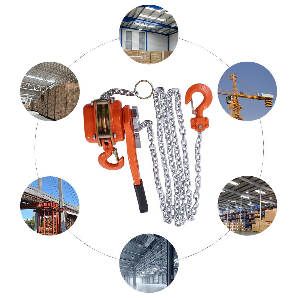 0.75T Manual Chain Hoist, 1650lbs Lifting Capacity 10ft Height, Manganese Steel Lever Hoist for Garage, Workshop, Construction