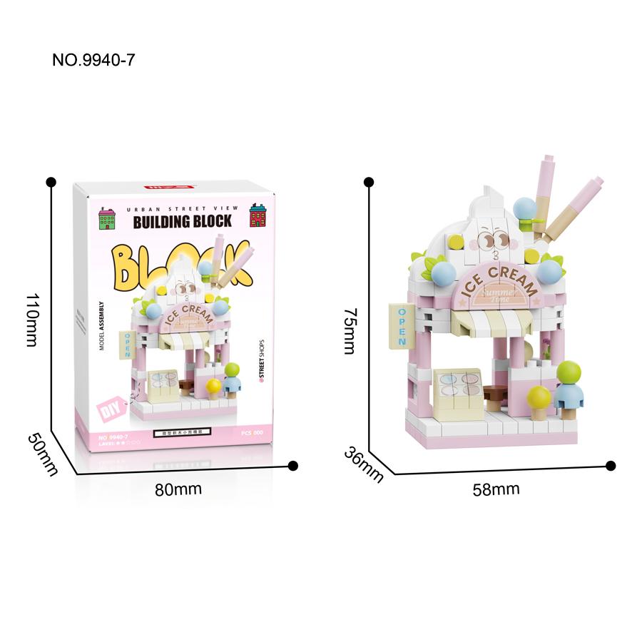 Non-Toxic Mini City Store Building Toys Fast Food Restaurant Street View Building Blocks Educational Toys Kids Gifts