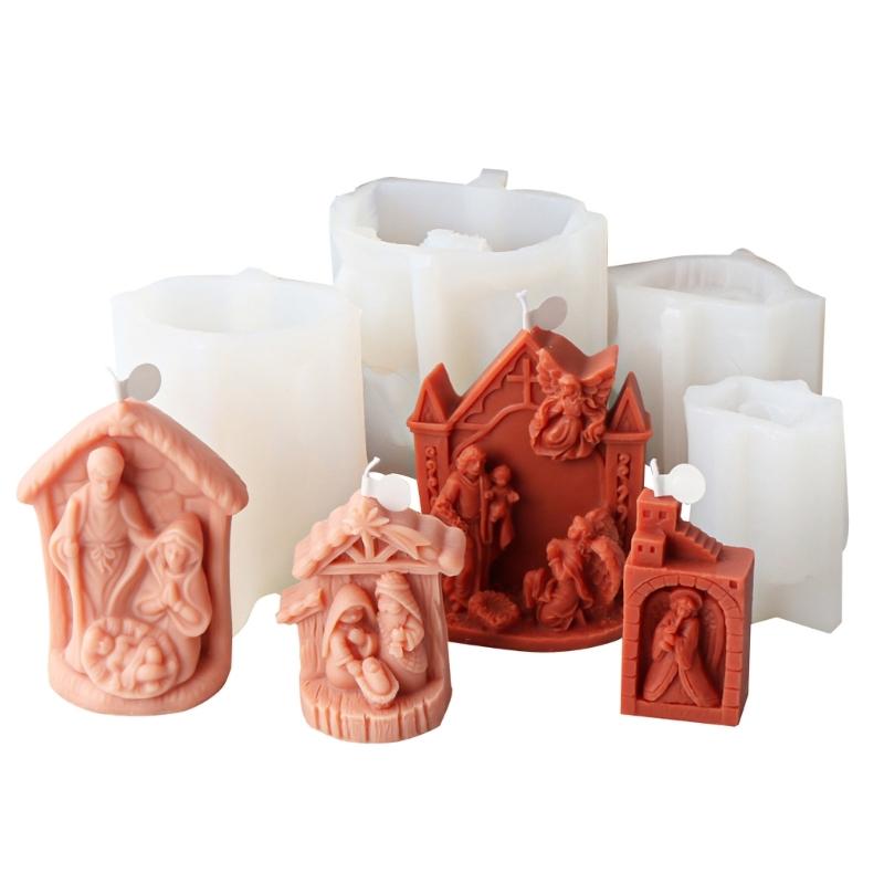 Jesuses Family Silicone Moulds Religious Candle Molds Scented Candle Molds Resin Casting Molds for Candle Making