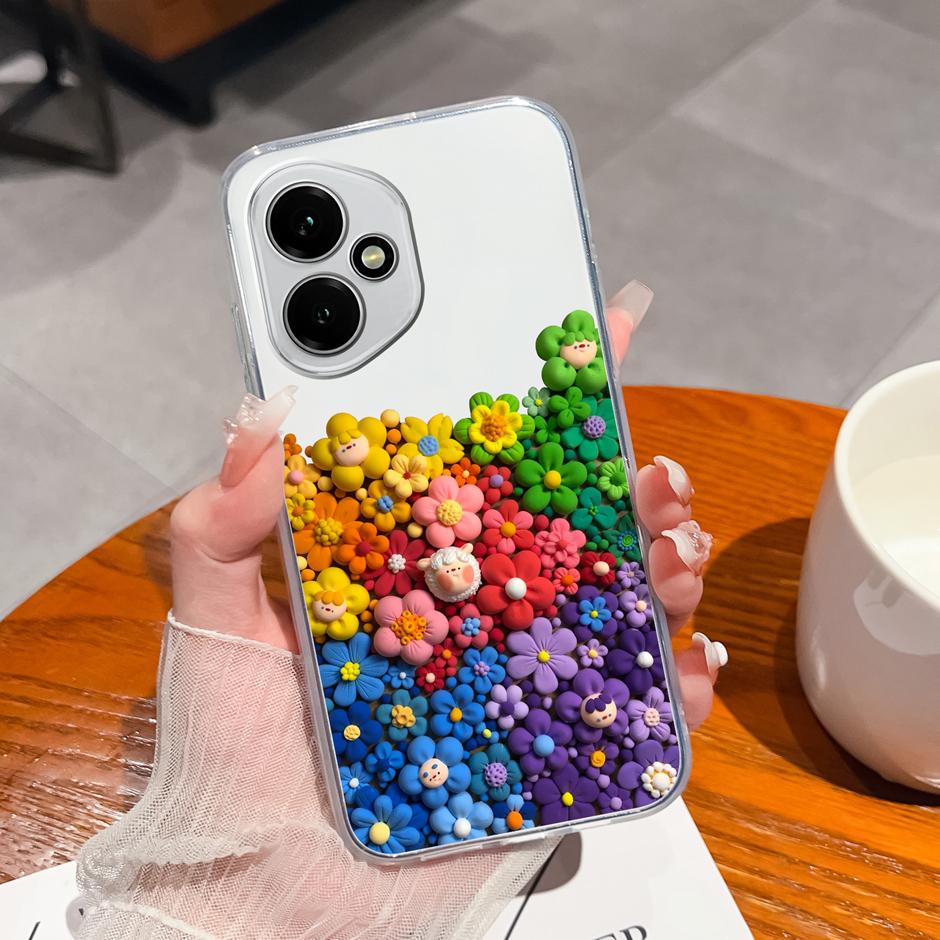 For Honor 400 Pro Lite 5G Case Pretty Flowers Transparent TPU Bumper Protective Cover For Honor400Pro Fundas Honor400Lite Coque