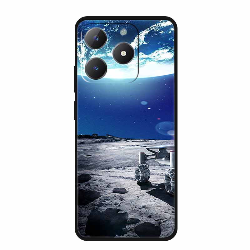 For Realme Narzo N61 Phone Case N 61 Coque Flowers Black Silicone Soft Back Cover For Realme Note 60 Case Note60 Funda Bags Capa