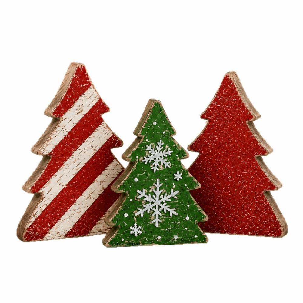 3/4/5pcs 2D Flat Wooden Christmas Tree Ornaments Tabletop Xmas Tree  Family Gathering