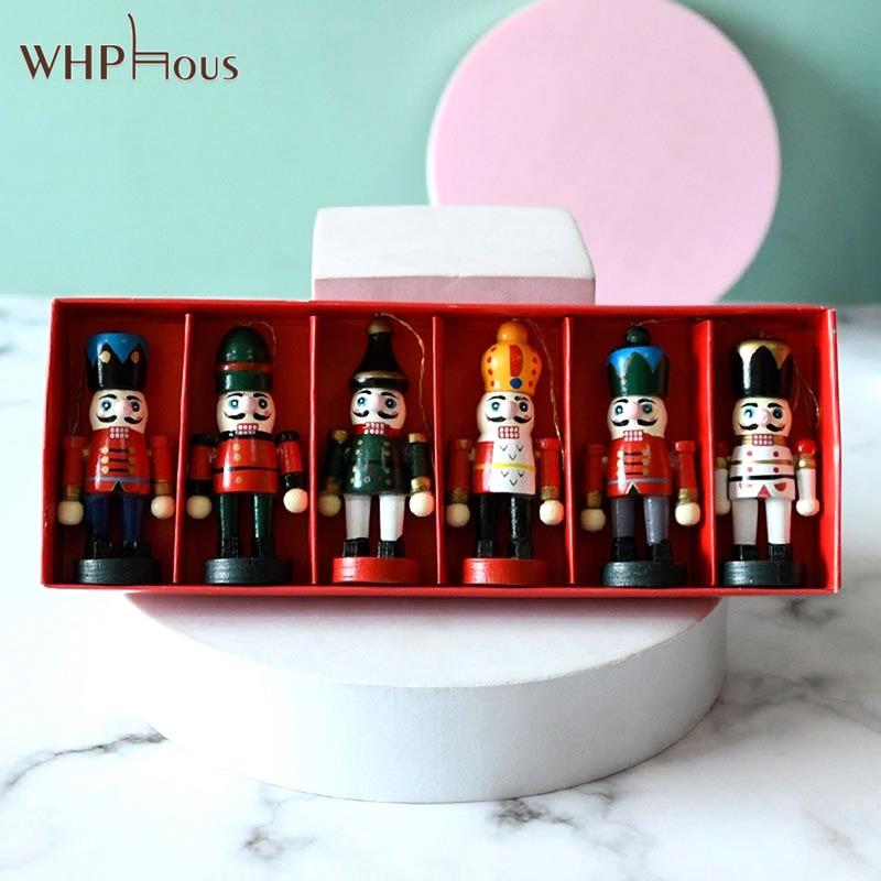 1Pc Christmas Doll Soldier Wood Decoration Made Nutcracker Puppet Desktop Pendants Ornaments For Xmas Tree Party New Year