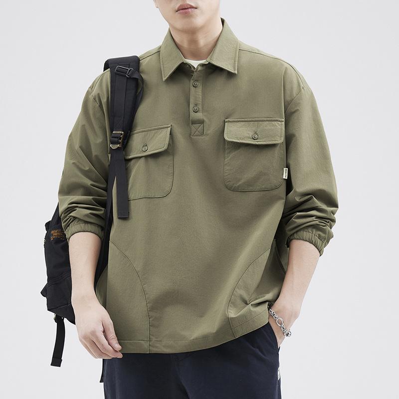 

Весенне-осенняя новая быстросохнущая функциональная куртка-пуловер с воротником поло, свободный повседневный американский топ 4XL