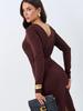 European & American Women's V-Neck Slim Fit Long Sleeve Midi Dress