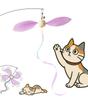 HOLYCAT Cat Toy with Feathers, Rotating Windmill, Cat Toy, Natural Feathers, Durable Fishing Rod with Wire and Wooden Handle, Perfect for Solo Play,