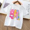 Care Bears Letter AZ T Shirt for Boys Girls Cartoon Name Clothes Tops Summer Breathable Cute Anime Short Sleeve Birthday Gifts