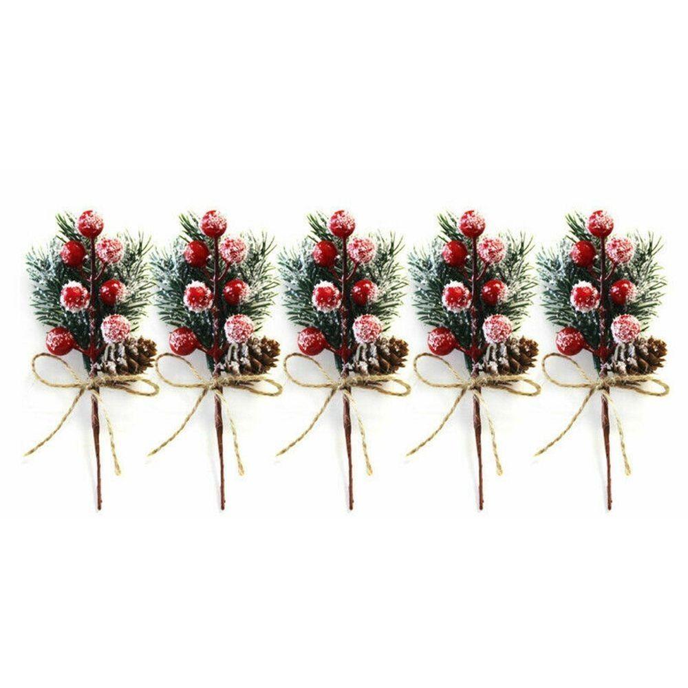 Holly Flower Xmas Artificial Pine Branch Christmas Berry Artificial Flower Christmas Decoration