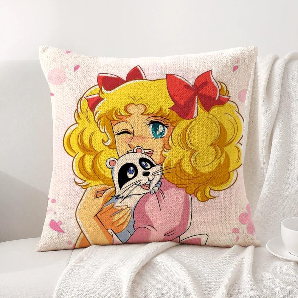 Anime C-Candy Candy Cushion Cover Summer Coolness Linen Fabric Double-Sided Printing Pillow Case Sofa Home Decor Gift