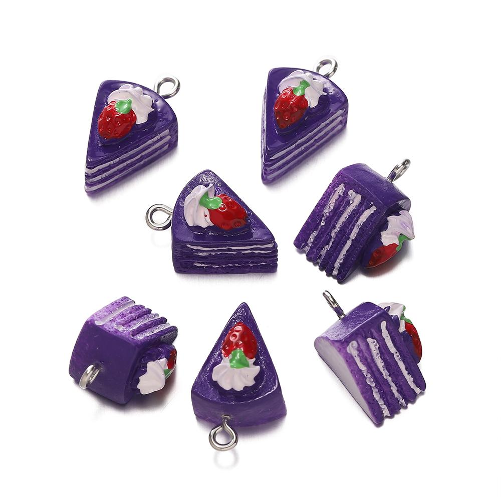 5Pcs/Lot Cartoon 3D Mini Strawberry Cake Resin Pendant Charm For Crafts Jewelry Making DIY Necklace Bracelet Earring Accessories