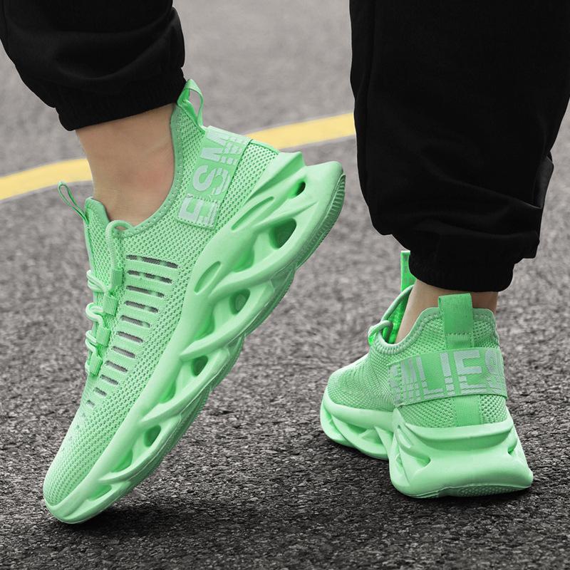 Sports Shoes Men's Breathable Fly Woven Men's Shoes Fried Dough Twists Soles Hollow Thick Soles Large Casual Shoes