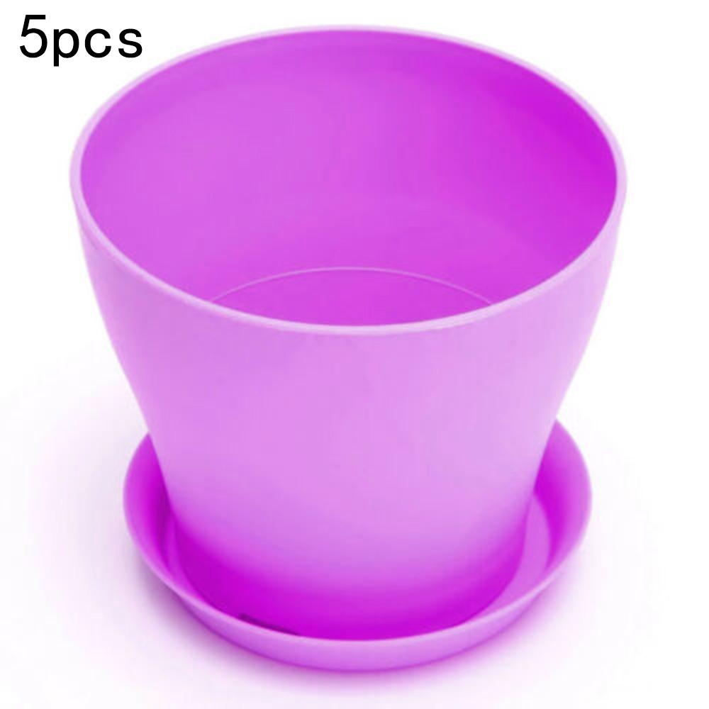 5pcs Decorative Flower Pots Gloss Plastic Plant Planter Saucer Tray Garden Decor 5pcs Decorative Flower Pots Gloss Plastic Plant Planter Saucer Tray Garden Decor