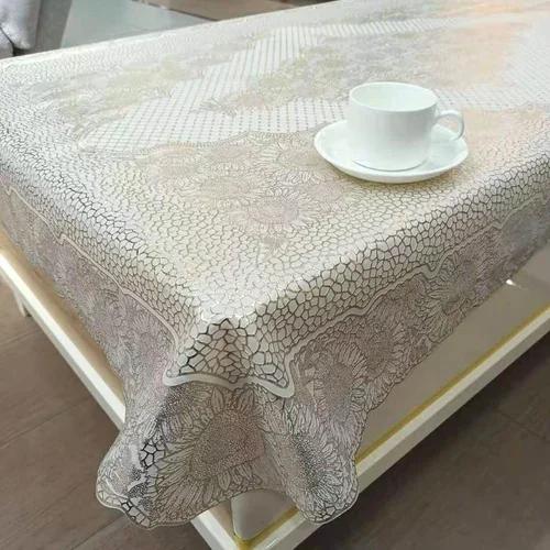 European Style PVC Gilded Table Mat Waterproof Scald Resistant Rectangular Dining Table Cloth Unwashed Plastic Coffee Table Case