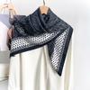 1116 New Camellia Print Silk Scarf, Summer Thin High-End Korean Fashion Chest Wrap Square Scarf and Headscarf Decoration