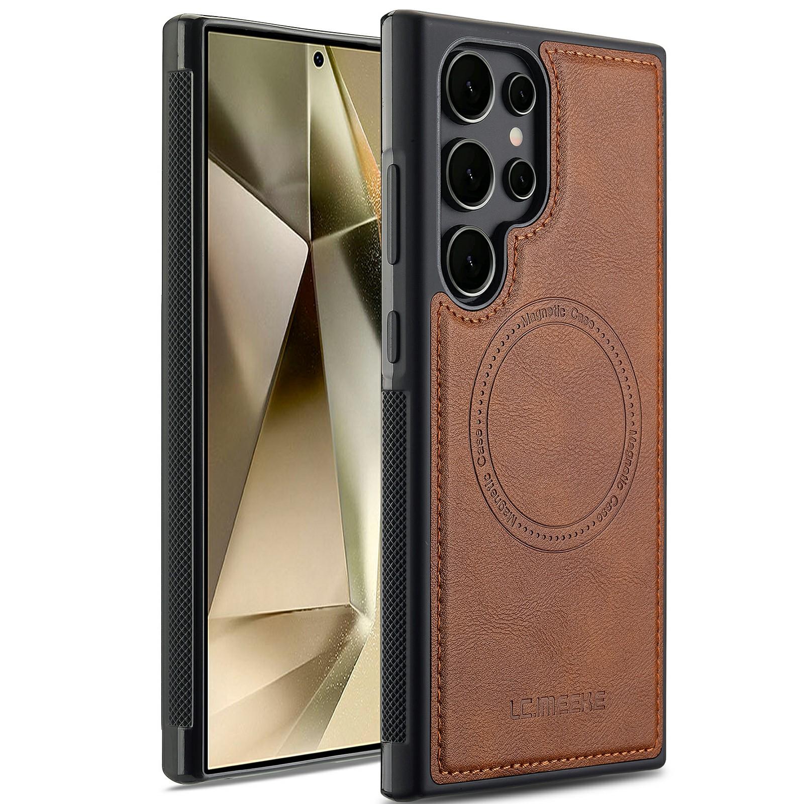 

Чохол LC.IMEEKE для Samsung Galaxy S24 Ultra з магнітним покриттям, сумісний зі шкірою MagSafe та задньою кришкою TPU Brown