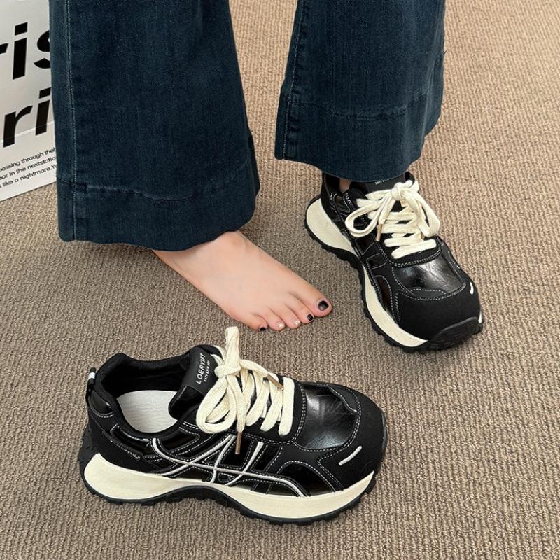 Fashion Women's Casual Shoes Autumn New Outdoor Non Slip Platform Sneakers Height Increase Comfortable Lace Up Vulcanized Shoes