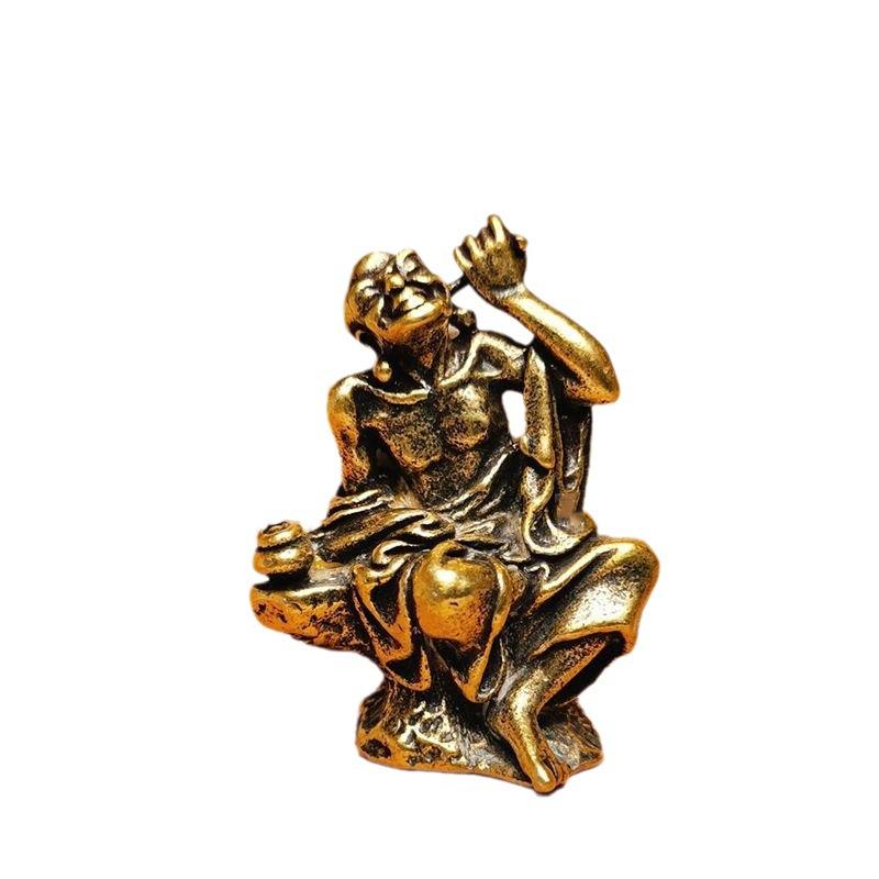 Solid Brass Eighteen Arhats Dragon and Tiger Taming Desktop Ornaments