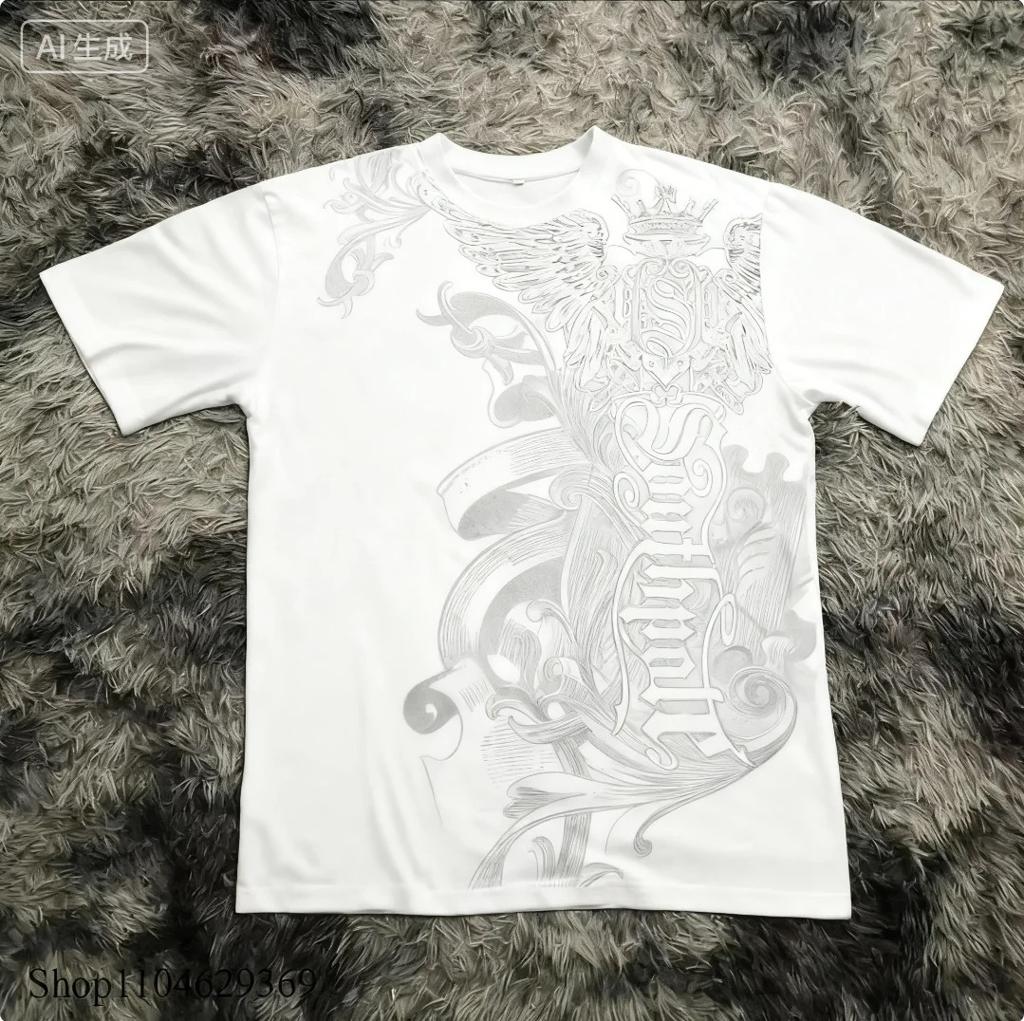2026 Camiseta Clásica Estilo Gótico Y2K Estampado Camiseta Oversize Camisetas High Street Cuello Redondo Gótico Tops de Algodón Nueva Camiseta para Hombre y Mujer