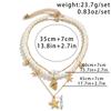 Golden starfish shaped pendant necklace imitating Zircon beads for women, vintage Zircon necklace for party girls