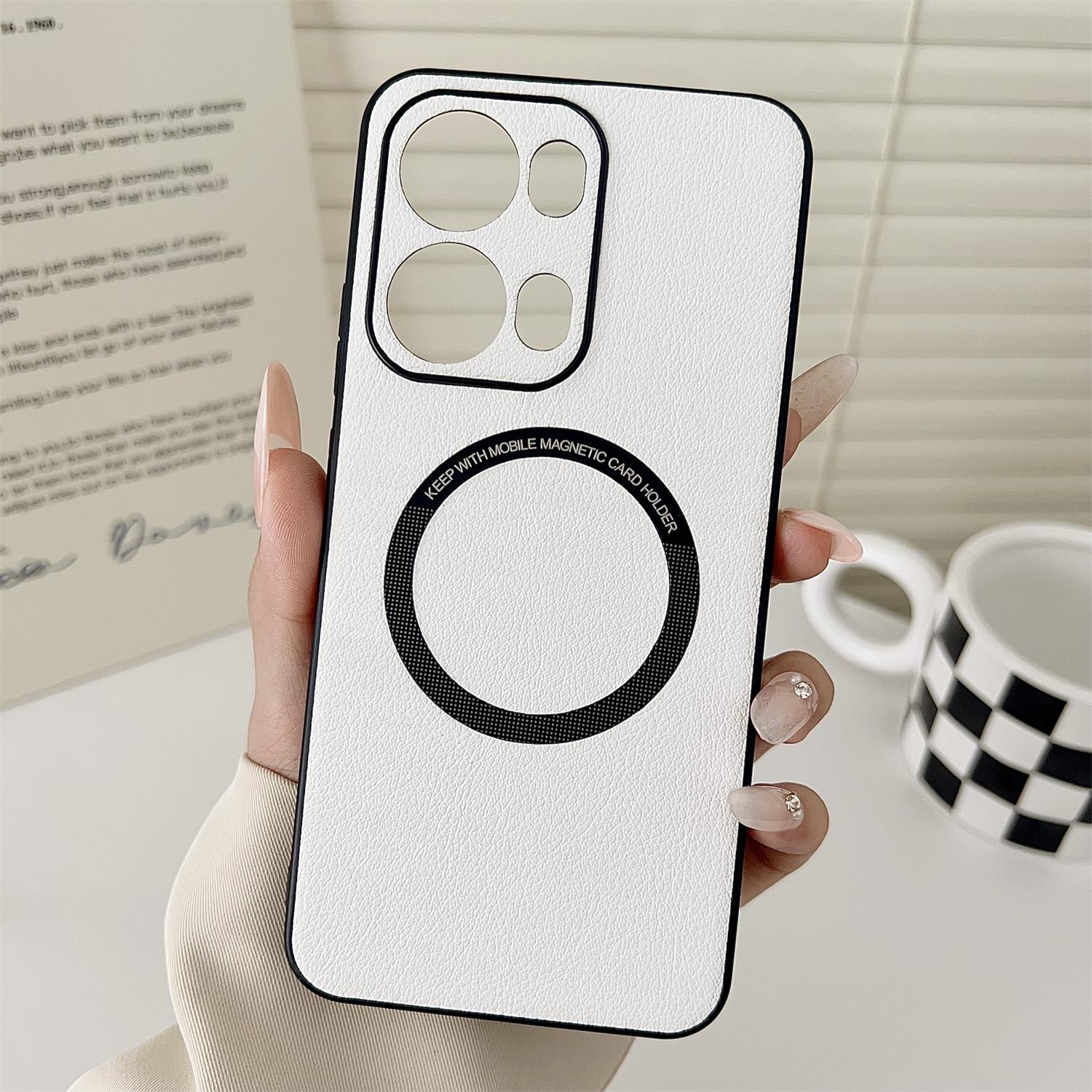 

For Oppo Reno13 Pro 5G Case Anti-Drop PU Leather+TPU Cover Compatible with MagSafe Red