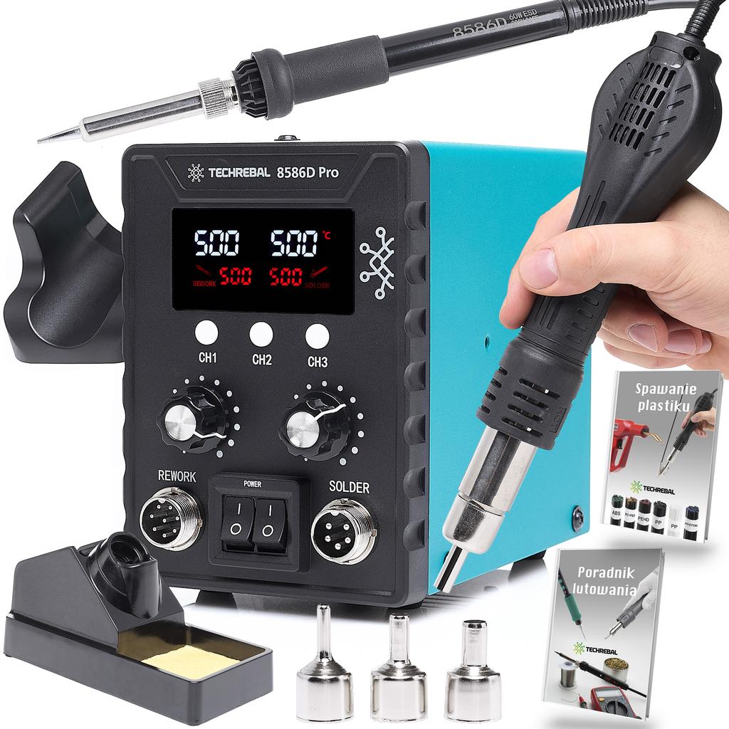 Techrebal 8586D Pro Welder Plastic Stapler + 200 Staples, Knife, Pliers + Solders