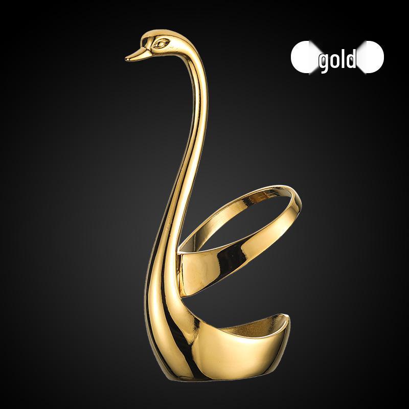 304 Stainless Steel Fork and Spoon Set with Swan Holder