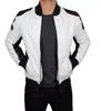 Leather Genuine Lambskin Men Stylish Jacket White & Black Handmade Classy Biker Soft