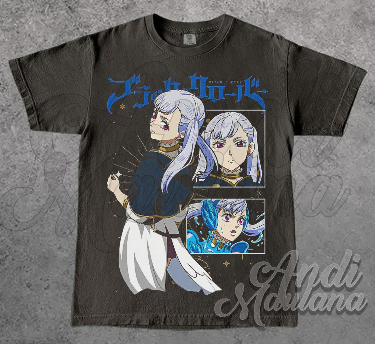 Noelle Silva Black Cover Anime T-Shirt | Portrait Panels Graphic Tee TNGN 3XL