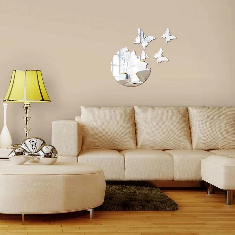 4pcs 3D Butterfly DIY Mirror Wall Sticker Aesthetic Room Decor Stickers Decal Bedroom Bathroom Home Decor Treandy Wall Decor