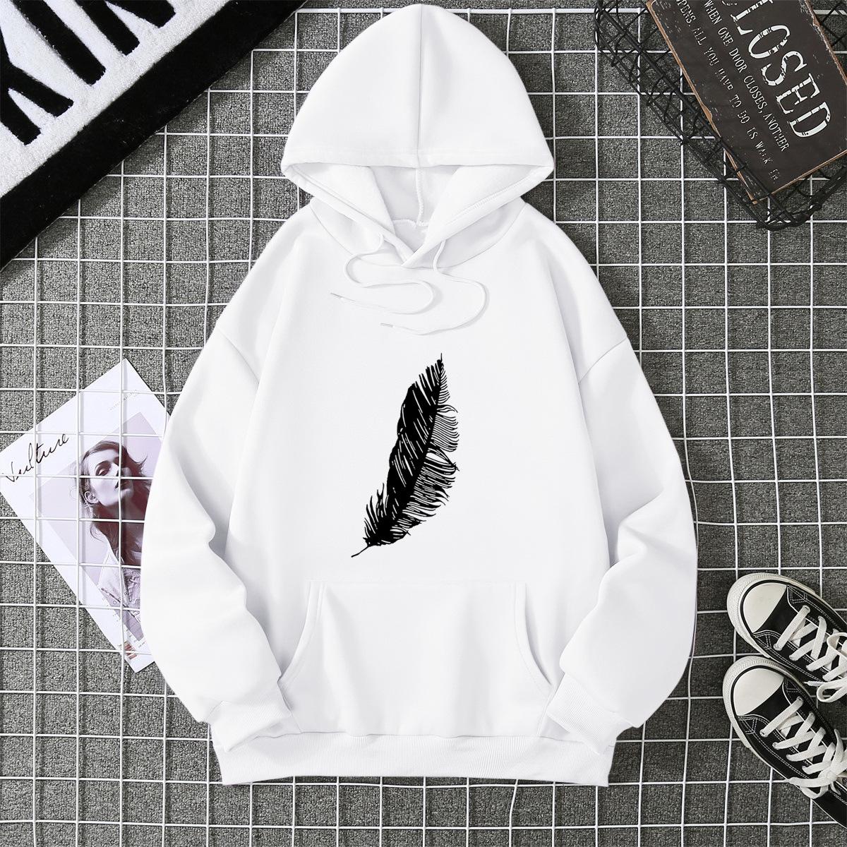 

Европейский и американский горячий повседневный универсальный пух свободный худи бархатный женский свитер S