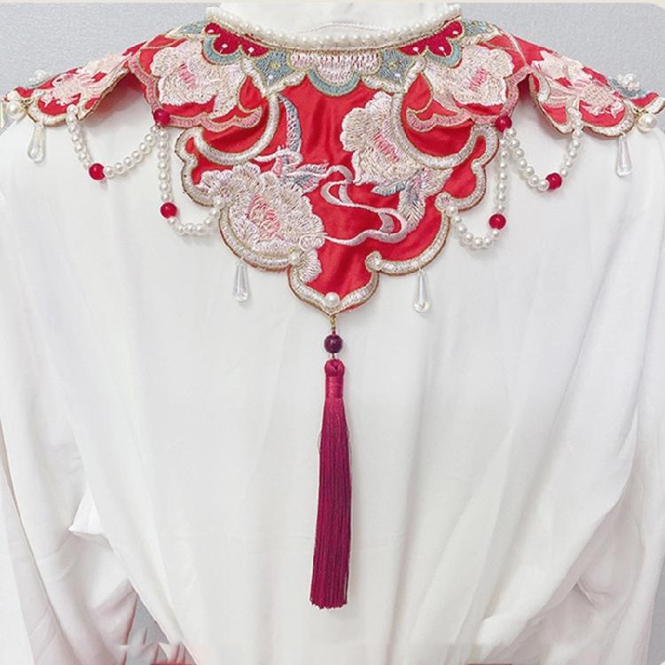 Chinese Embroidered Floral False Collar for Girl Sweater Dress Clothes Decorative Collar with Tassels Sewing Applique