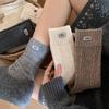 Sock Children Wool Retro Twisted Knitted Fall-winter Thick Fabric Label Pure Color Academic Style Mid-calf Warm-up Pile Socks