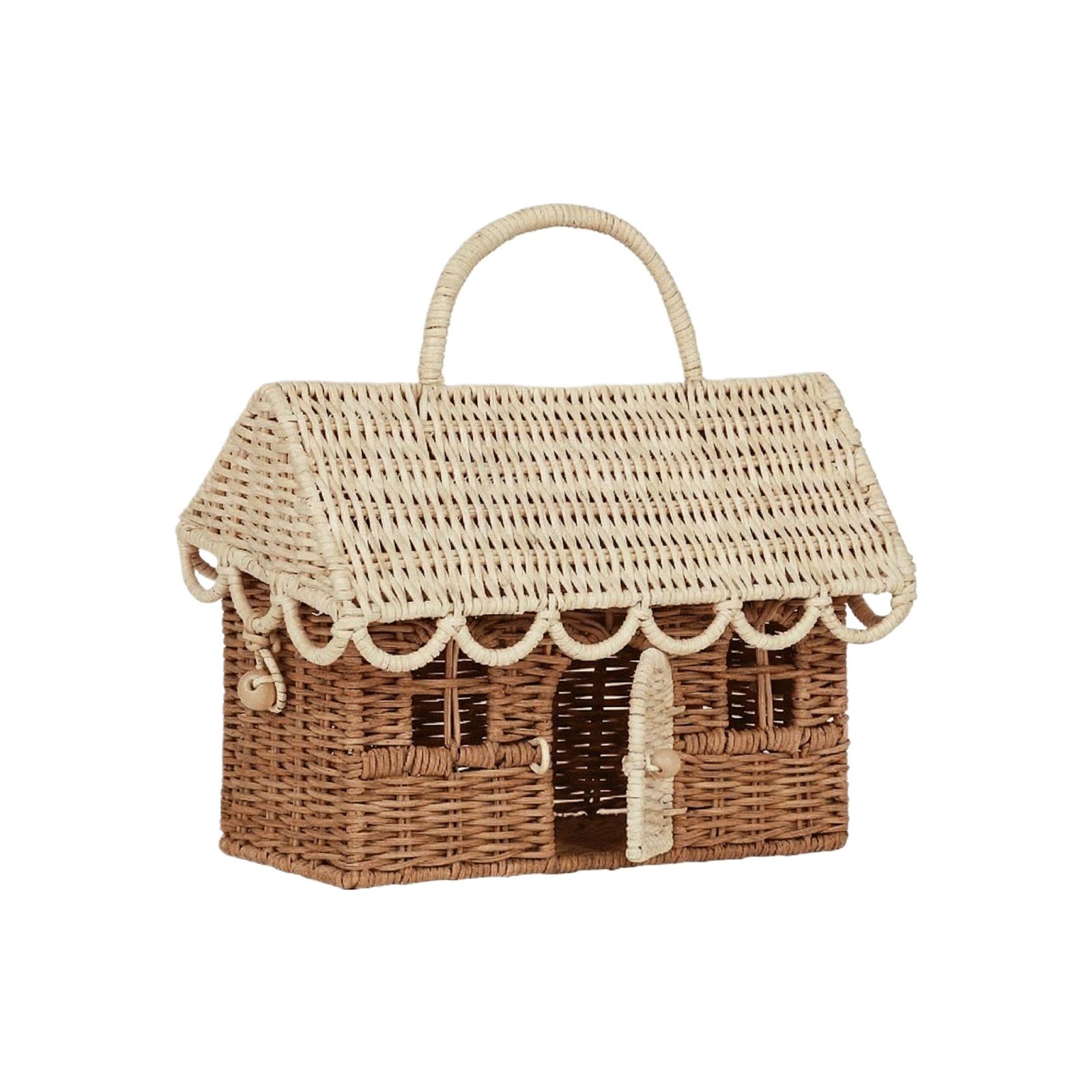 

This Wicker Cottage-shaped Basket, With A Lid And Folding Handle, Is Perfect For Picnics, Easter, Organizing, And Other Occasions. One Size белый
