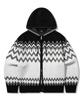 TRILLION Washable Nordic Jacquard 2-Way Hooded Zip-Up Knit [Black]