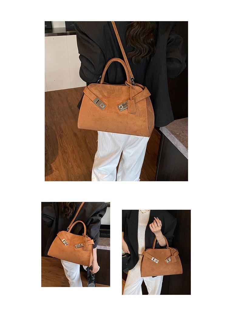 Women's Large Capacity Suede Crossbody Bag - 2025 New Autumn/Winter High-End Commuter Platinum Tote