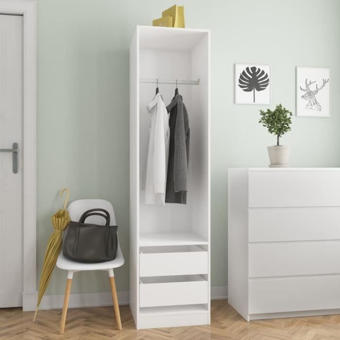 VidaXL Garde-robe avec tiroirs Blanc 50x50x200 cm Bois d'ingénierie 800612