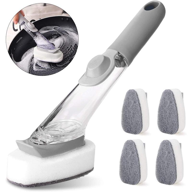 

Набор щеток для пресс-поста, автоматическая сменная губка, щетка для мытья посуды, сменная щетка для чистки кухонной плиты, кухонные принадлежности светло-серый