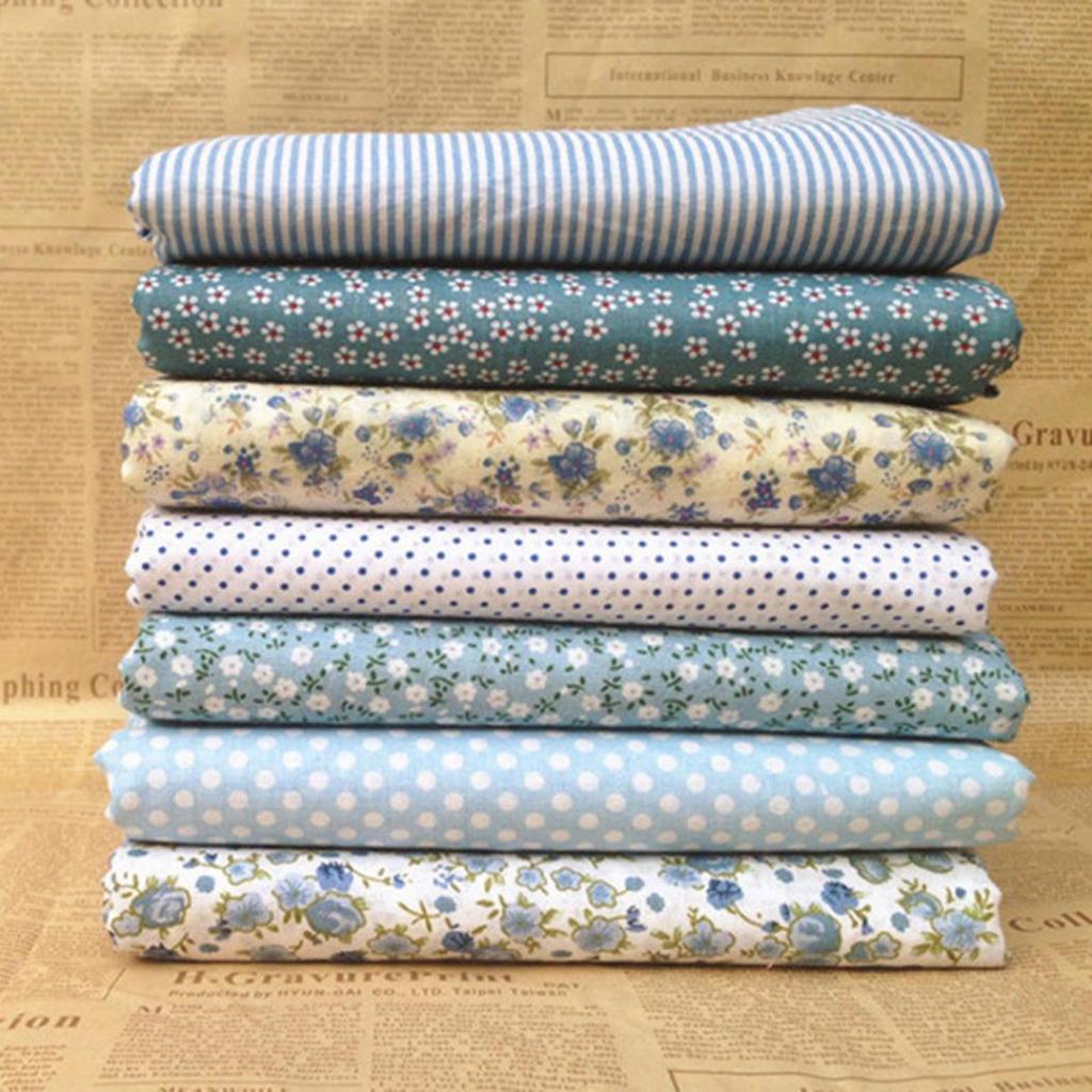 7Pcs/Set Fabric Floral Plaid Cotton Cloth DIY Craft Sewing Handmade Accessories