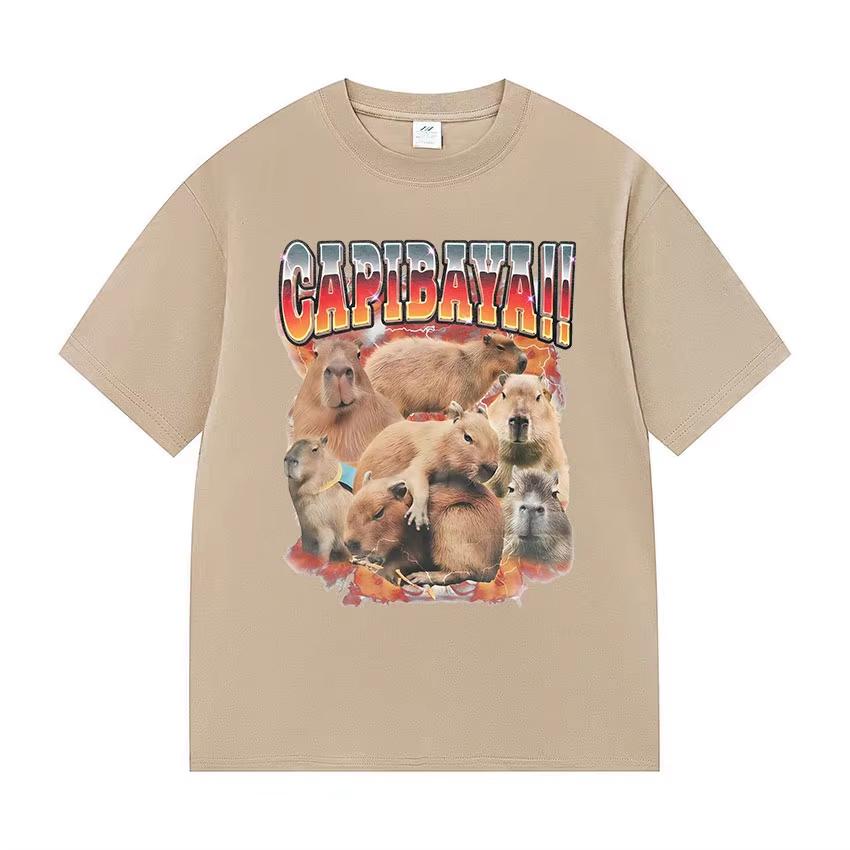 Funny Capybara Meme Graphic TShirts Unisex Women Fashion High Quality Cotton T Shirts Retro Oversized Short Sleeve Tees Streetwear
