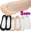 5 Pares Meias de Silicone Antiderrapantes Invisíveis No Show Verão Ultra-finas Respiráveis Meia Sapato Chinelos Meias de Seda de Gelo Corte Baixo Barco