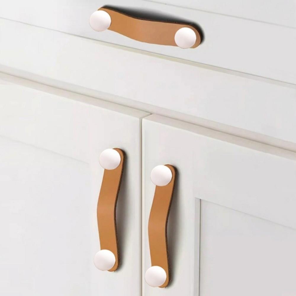 Maniglie in Pelle con Palla in Ceramica per Mobili Manopole Colorate per Cassetti Tiranti Semplici per Armadi Decorazioni per la Casa