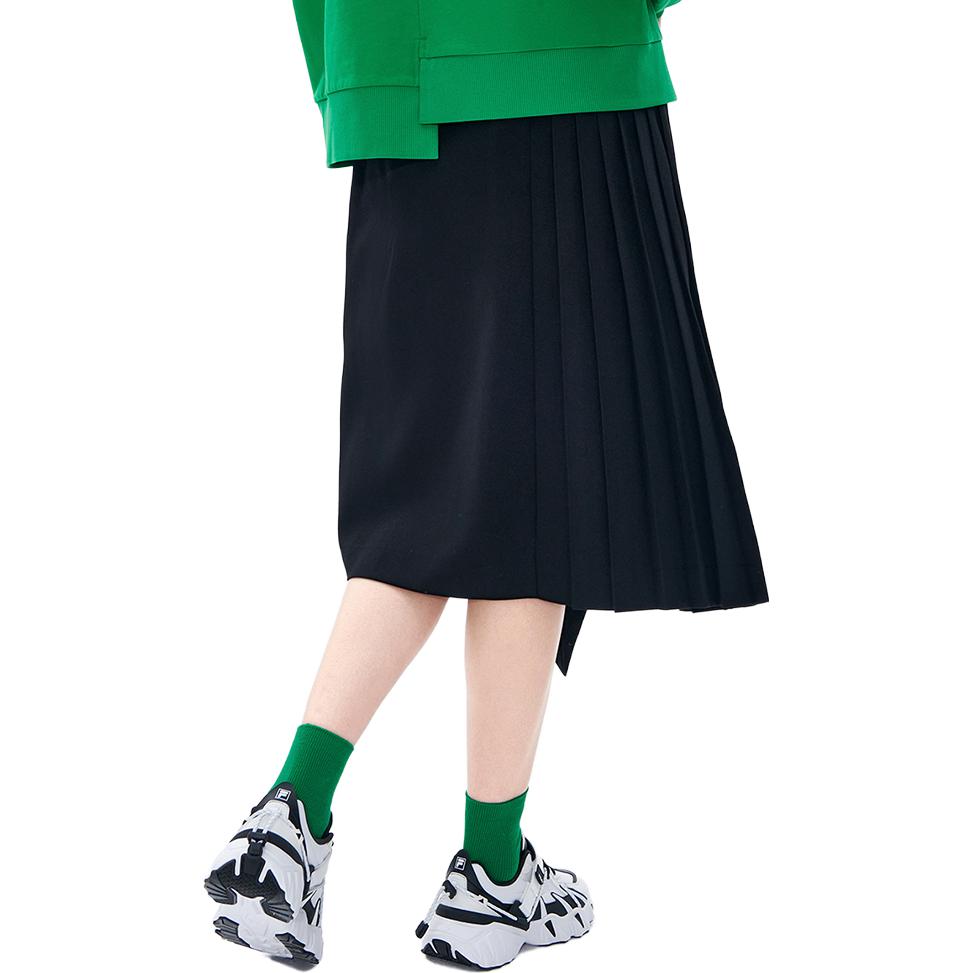 Fila X MIHARA YASUHIRO Layered Design Solid Color Pleated Skirt Women Skirts Black F11W243302F-BK
