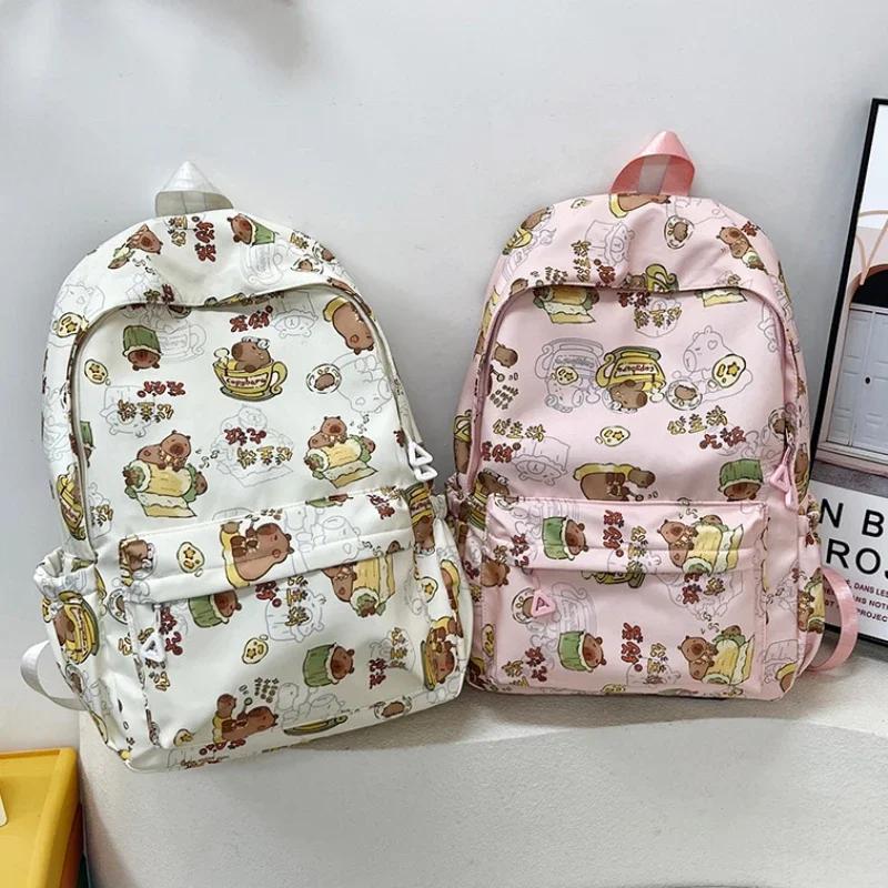 Kawaii Cartoon Capybara Backpack Funny Large Capacity Capybara School Bag Student Laptop Bag School Backpack for College Student