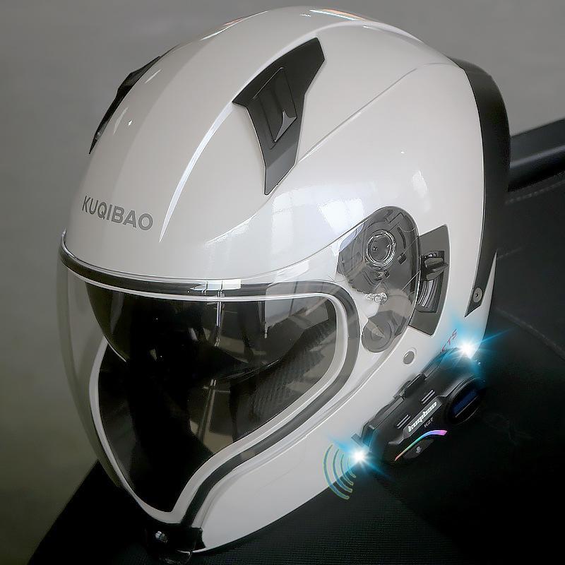 Double Lens Motorcycle Helmet Full Helmet Drinking Water Lightweight Four Seasons Ghost Face Helmet with Bluetooth