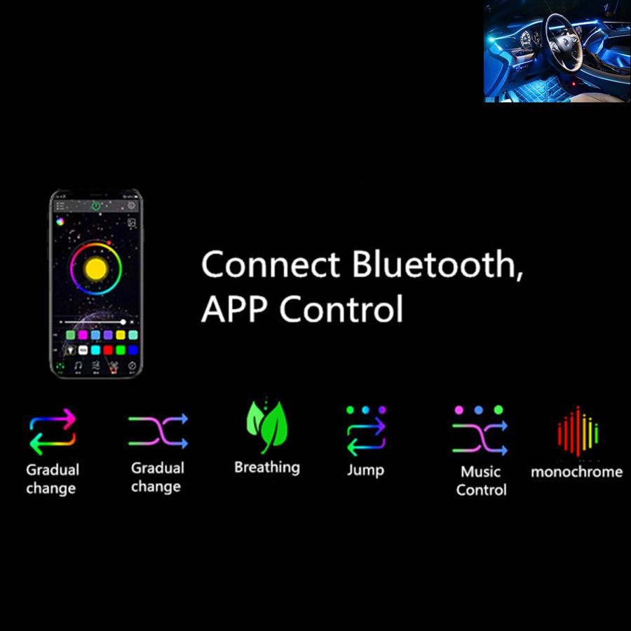 In 14 NO Threading Ambient Light Car Atmosphere Light Lamp APP Control Footlight